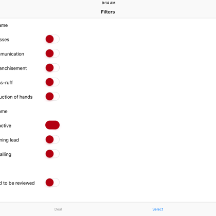 Select, set criteria to filter list