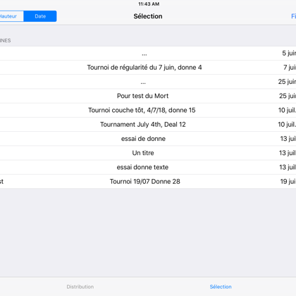 Ecran Sélection, vue par date