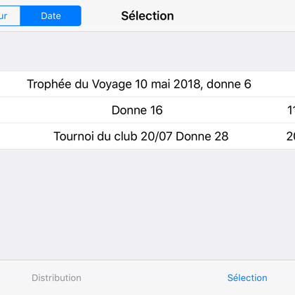 Ecran Sélection, vue par date